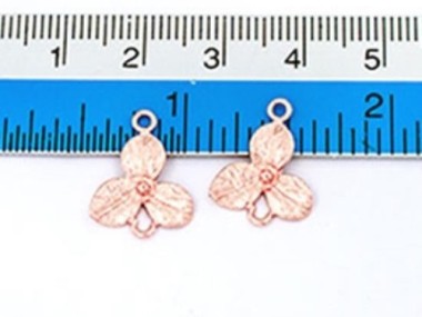 925 Sterling Silver Rose Gold Vermeil Style Flower Links,Connectors 10x13 mm.