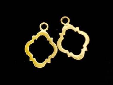 925 Sterling Silver 24k Gold Vermeil Style Moroccan Style Drop Charms 11x15mm.