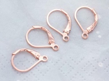 925 Sterling Silver Rose Gold Vermeil Style Lever Back Earwires 10x15 mm.