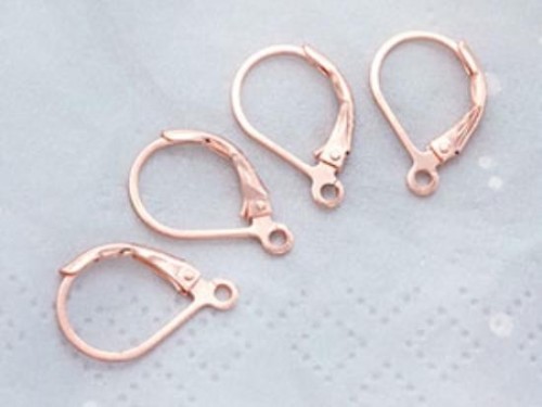 2 pairs of 925 Sterling Silver Rose Gold Vermeil Style Lever Back Earwires 10x15 mm.