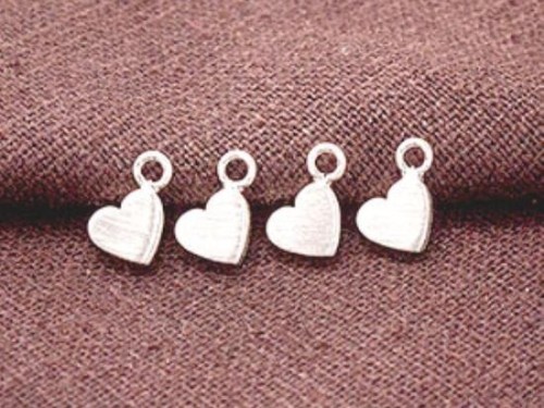 4 of 925 Sterling Silver Brushed Heart Charms 5x6mm.