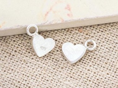 925 Sterling Silver Brushed Heart Charms 5x6mm.