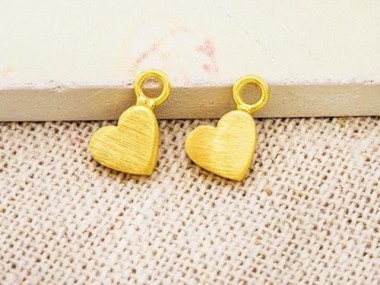 925 Sterling Silver Gold Vermeil Style Heart Charms 5x6 mm.