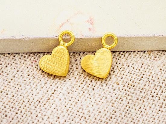 2 of 925 Sterling Silver Gold Vermeil Style Heart Charms 5x6 mm.