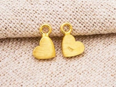 925 Sterling Silver Gold Vermeil Style Heart Charms 5x6 mm.