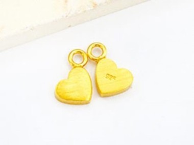 925 Sterling Silver Gold Vermeil Style Heart Charms 5x6 mm.