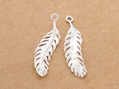 2 of 925 Sterling Silver Feather Charms 7.5x26 mm.