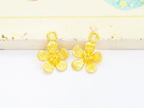 2 of 925 Sterling Silver 24k Gold Vermeil Style Flower Charms 10 mm.