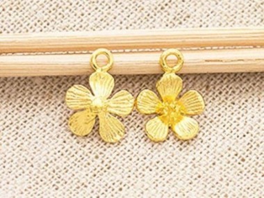 925 Sterling Silver 24k Gold Vermeil Style Flower Charms 10 mm.