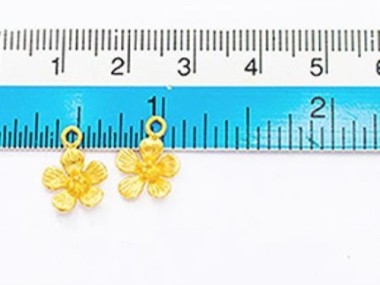 925 Sterling Silver 24k Gold Vermeil Style Flower Charms 10 mm.