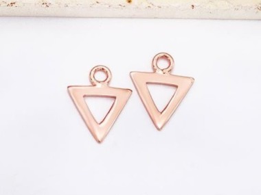 925 Sterling Silver Rose Gold Vermeil Style Triangle Charms 8.5x7.5 mm.