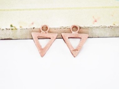 925 Sterling Silver Rose Gold Vermeil Style Triangle Charms 8.5x7.5 mm.