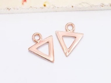 925 Sterling Silver Rose Gold Vermeil Style Triangle Charms 8.5x7.5 mm.