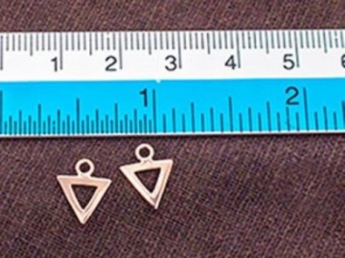 925 Sterling Silver Rose Gold Vermeil Style Triangle Charms 8.5x7.5 mm.