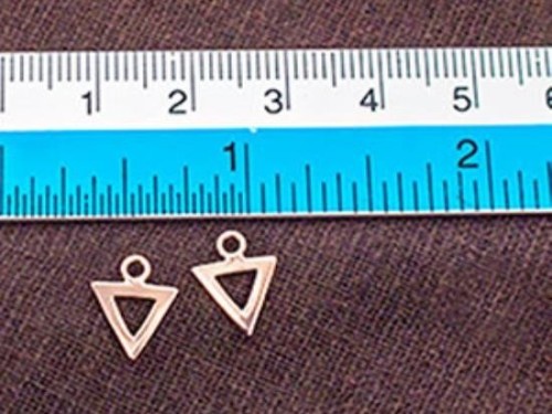 4 of 925 Sterling Silver Rose Gold Vermeil Style Triangle Charms 8.5x7.5 mm.