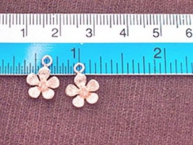 925 Sterling Silver Rose Gold Vermeil Style Flower Charms 10 mm.