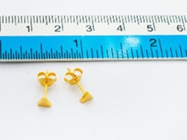 925 Sterling Silver 24K Gold Vermeil Style Tiny Triangle Stud Earrings 4mm.