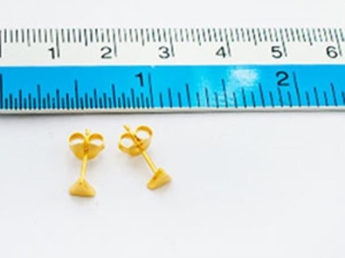 1 Pair of 925 Sterling Silver 24K Gold Vermeil Style Tiny Triangle Stud Earrings 4mm. Polish Finished.