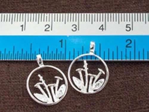 2 of 925 Sterling Silver Wild Flower Pendants 15mm. Polish Finished