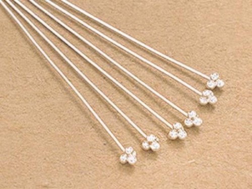 20 of 925 Sterling Silver Head Pins 40 mm. 25 AWG