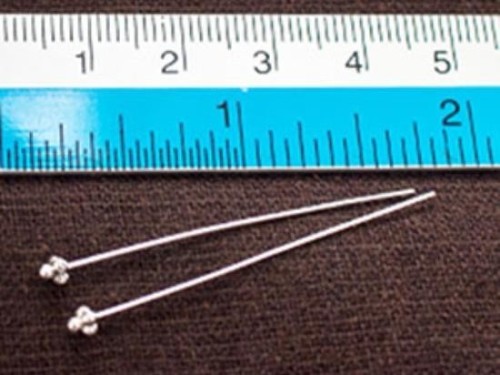 20 of 925 Sterling Silver Head Pins 40 mm. 25 AWG