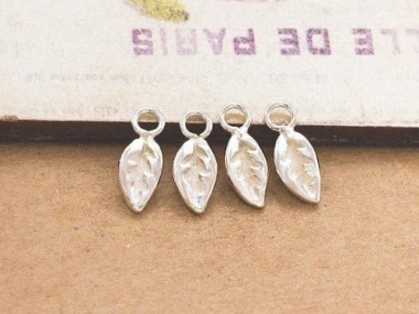 925 Sterling Silver Leaf Charms 4x7mm.,