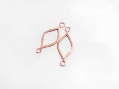 925 Sterling Silver Rose Gold Vermeil Style Marquise Drop Links, Connectors 9x18mm.