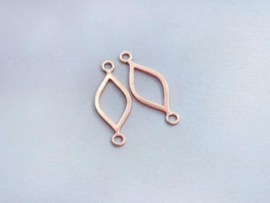 925 Sterling Silver Rose Gold Vermeil Style Marquise Drop Links, Connectors 9x18mm.