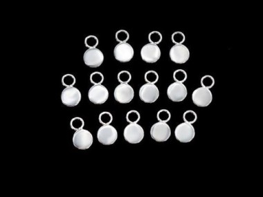 925 Sterling Silver Round Tag Charms 4 mm