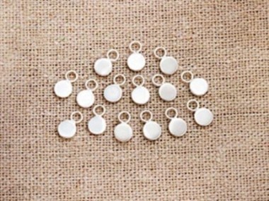 925 Sterling Silver Round Tag Charms 4 mm