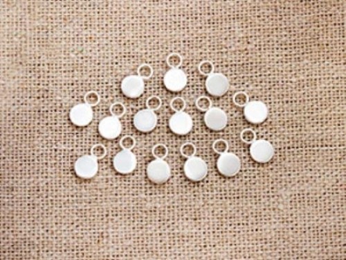 15 of 925 Sterling Silver Round Tag Charms 4 mm