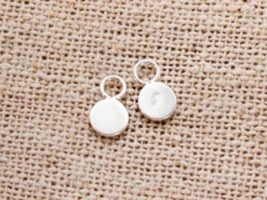 925 Sterling Silver Round Tag Charms 4 mm