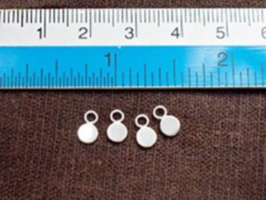 925 Sterling Silver Round Tag Charms 4 mm