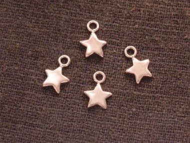 925 Sterling Silver Rose Gold Vermeil Style Star Charms 6.5 mm.