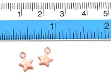 925 Sterling Silver Rose Gold Vermeil Style Star Charms 6.5 mm.