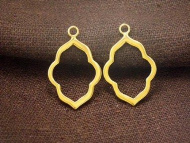 925 Sterling Silver 24k Gold Vermeil Style Moroccan Drop Style Pendants 15x20mm.