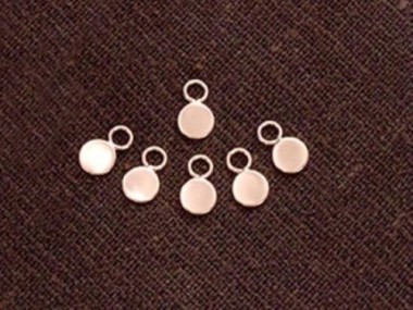 925 Sterling Silver Rose Gold Vermeil Style Round Disc Tag Charms 4 mm.