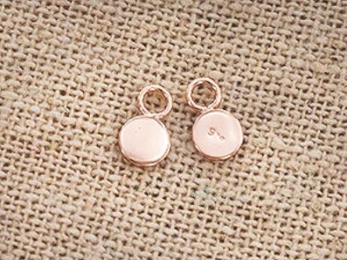 6 of 925 Sterling Silver Rose Gold Vermeil Style Round Disc Tag Charms 4 mm. , Polish Finished