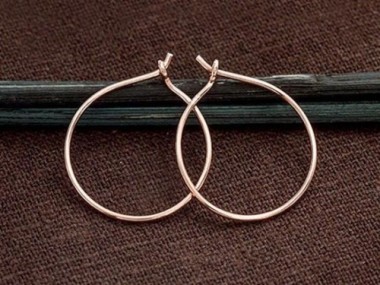 Sterling Silver Rose Gold Vermeil Style Hoop Earrings 20mm.