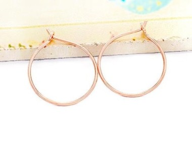 Sterling Silver Rose Gold Vermeil Style Hoop Earrings 20mm.