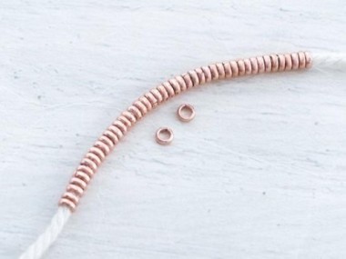 Karen hill tribe Rose Gold Vermeil Style Little Ring Beads 3x1 mm.