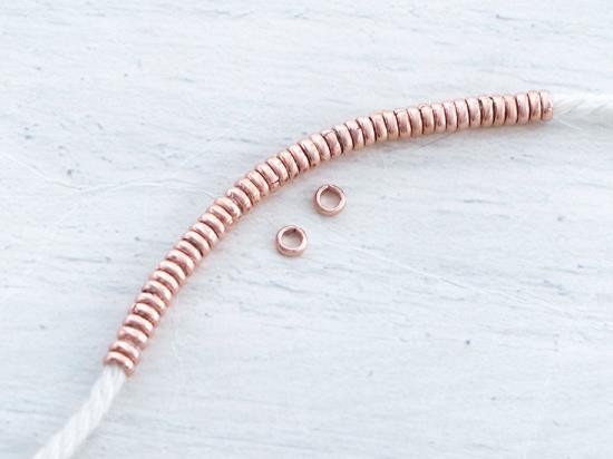 45 of Karen hill tribe Rose Gold Vermeil Style Little Ring Beads 3x1 mm.