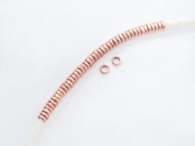 Karen hill tribe Rose Gold Vermeil Style Little Ring Beads 3x1 mm.