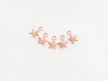 925 Sterling Silver Rose Gold Vermeil Style Star Charms 6 mm.