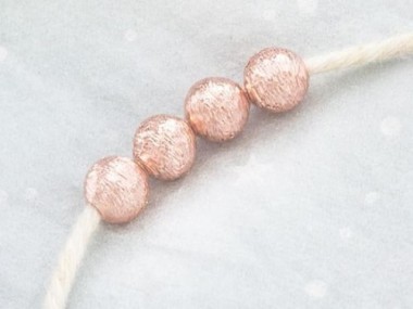 4 of 925 Karen Hill Tribe Rose Gold Vermeil Style Brushed Round Beads 7 mm.