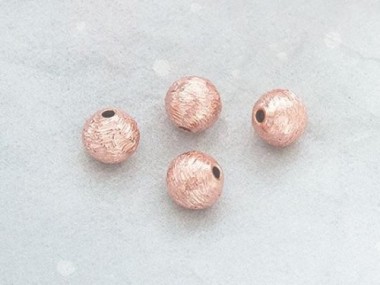 925 Karen Hill Tribe Rose Gold Vermeil Style Brushed Round Beads 7 mm.