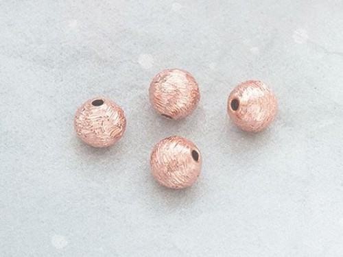 4 of 925 Karen Hill Tribe Rose Gold Vermeil Style Brushed Round Beads 7 mm.