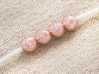 925 Karen Hill Tribe Rose Gold Vermeil Style Brushed Round Beads 7 mm.