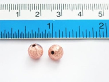 925 Karen Hill Tribe Rose Gold Vermeil Style Brushed Round Beads 7 mm.