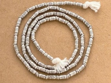 Karen Hill Tribe Silver Imprinted Bamboo Beads 2x5.5 mm.